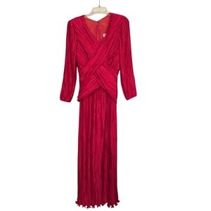 Vintage George. F Couture Elegant Hot Pink Accordion Pleat Formal Gown